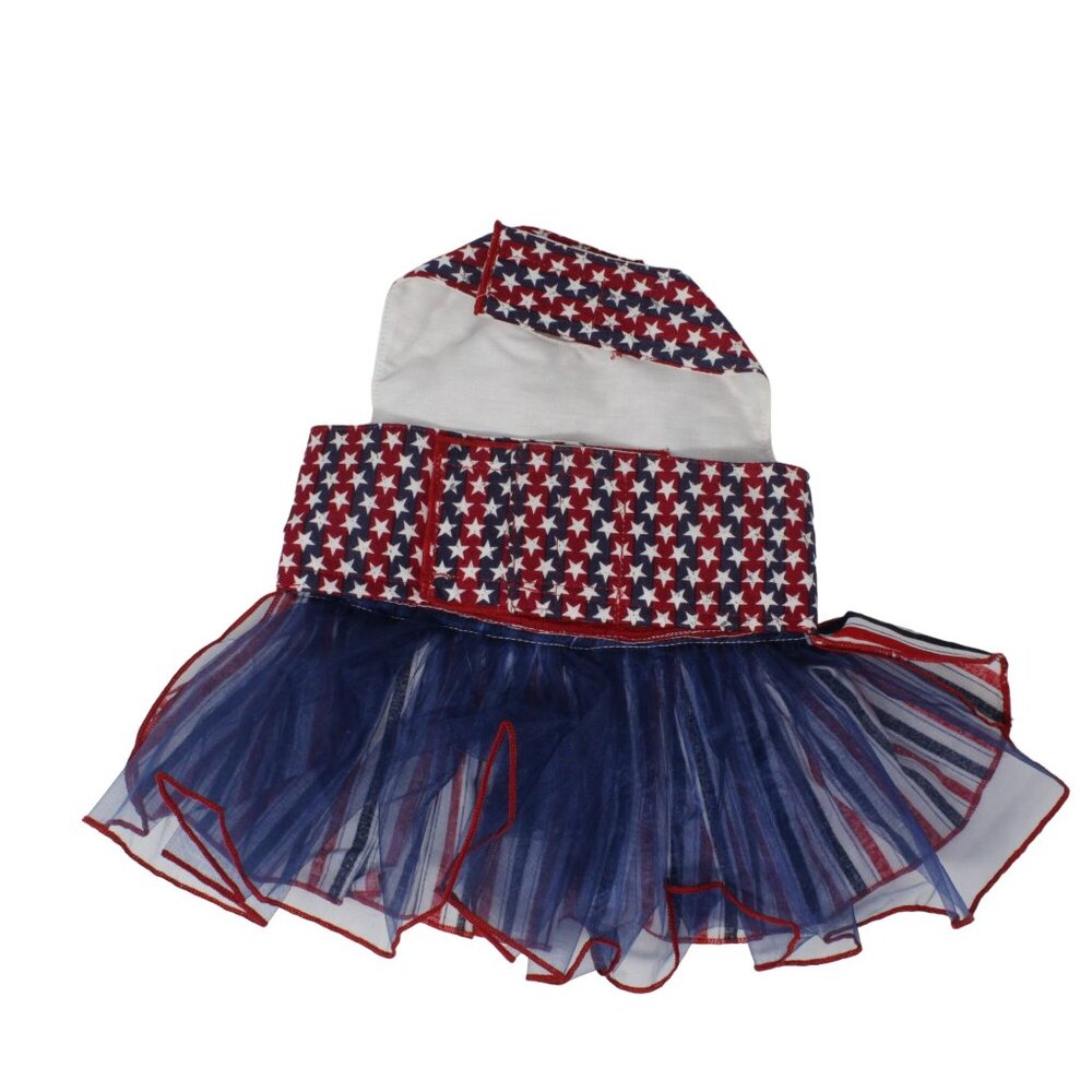 Handmade Patriotic July 4th Theme Designer Small Dog Embellished Dress Tutu - Picture 2 of 4